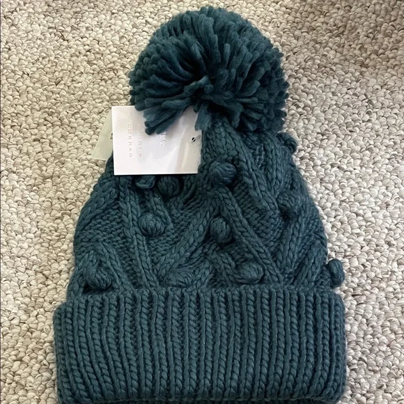 LC Lauren Conrad Chunky Knit Pom Beanie in Teal Green - Picture 5 of 6